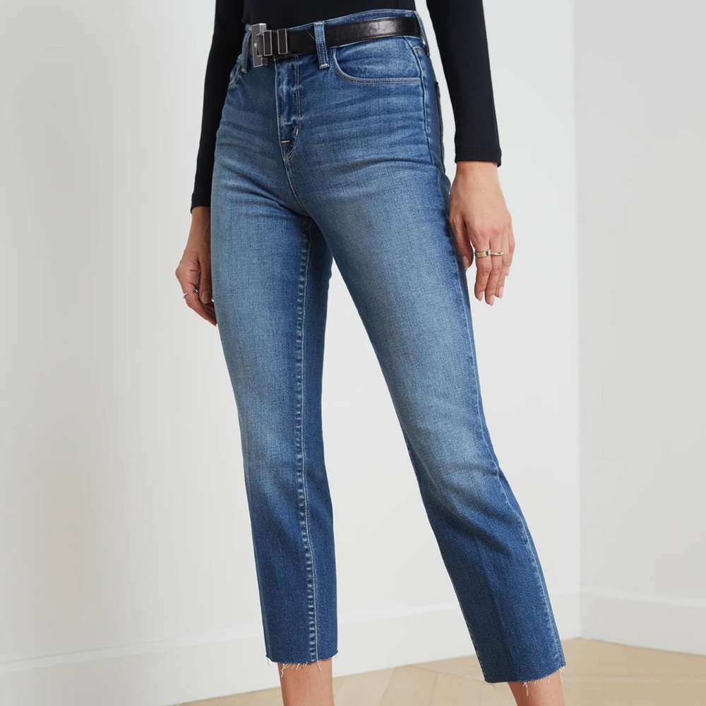 L’Agence Sada High-Rise Crop Jean with stretch, Raw Hem Size 26 Excellent